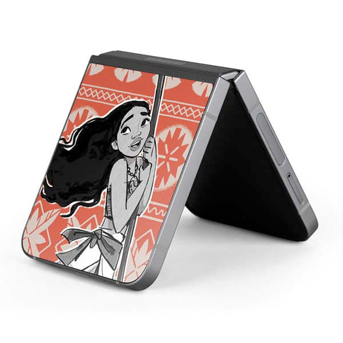 Disney Princess Moana Character Tropical Print Art Galaxy Z Flip6 Skin