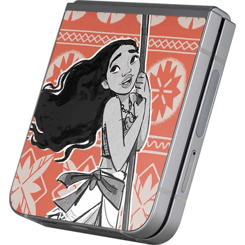 Disney Princess Moana Character Tropical Print Art Galaxy Z Flip6 Skin