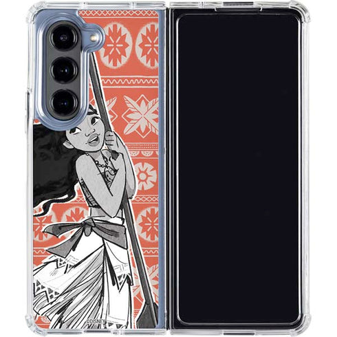 Disney Moana Character Tropical Print Art Galaxy Z Fold5 5G Clear Case