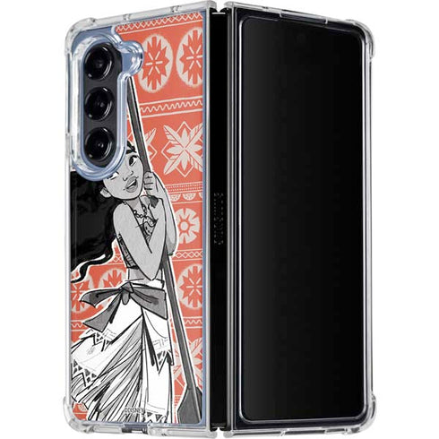 Disney Moana Character Tropical Print Art Galaxy Z Fold5 5G Clear Case