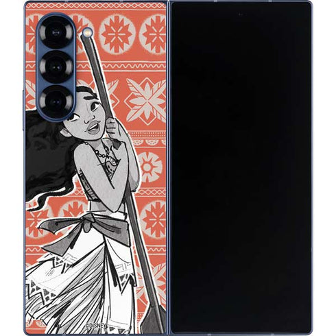 Disney Princess Moana Character Tropical Print Art Galaxy Z Fold6 Skin