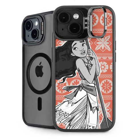 Disney Princess Moana Character Tropical Print Art iPhone 15 Plus Kickstand Case