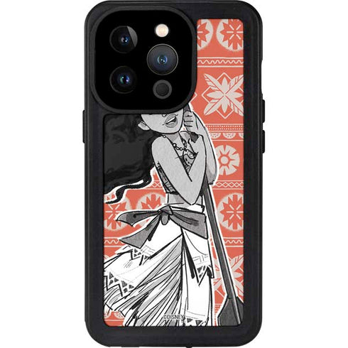 Disney Moana Character Tropical Print Art iPhone 15 Pro Waterproof Case