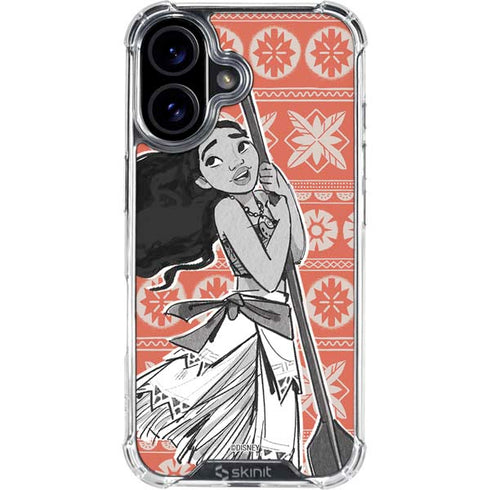 Disney Princess Moana Character Tropical Print Art iPhone 16 Clear Case