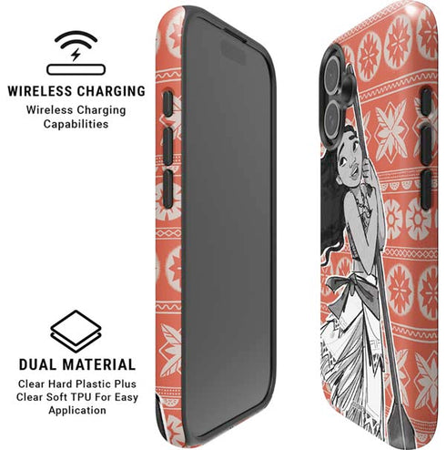 Disney Princess Moana Character Tropical Print Art iPhone 16 Magsafe Impact Case