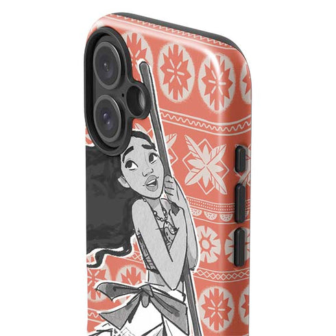 Disney Princess Moana Character Tropical Print Art iPhone 16 Plus Impact Case