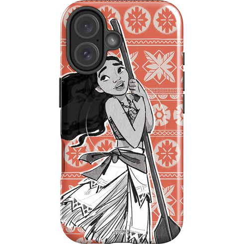 Disney Princess Moana Character Tropical Print Art iPhone 16 Plus Magsafe Impact Case