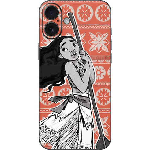 Disney Princess Moana Character Tropical Print Art iPhone 16 Plus Skin