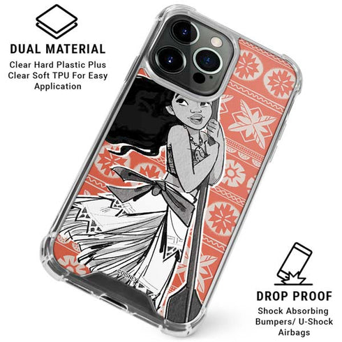 Disney Princess Moana Character Tropical Print Art iPhone 16 Pro Clear Case