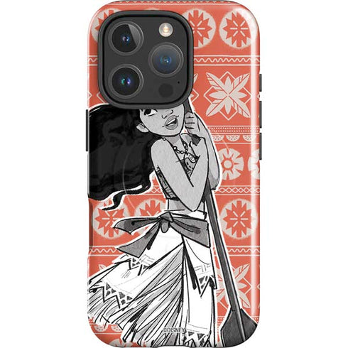 Disney Princess Moana Character Tropical Print Art iPhone 16 Pro Magsafe Impact Case