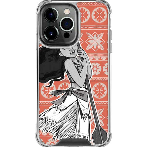 Disney Princess Moana Character Tropical Print Art iPhone 16 Pro Max Clear Case