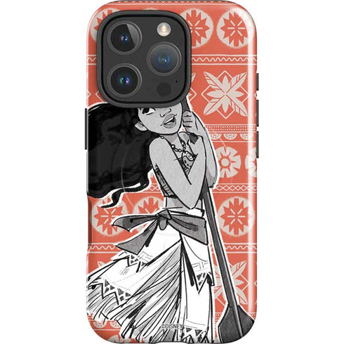Disney Princess Moana Character Tropical Print Art iPhone 16 Pro Max Magsafe Impact Case