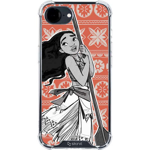 Disney Princess Moana Character Tropical Print Art iPhone 16e Clear Case