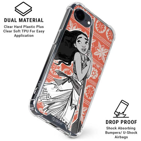 Disney Princess Moana Character Tropical Print Art iPhone 16e Clear Case