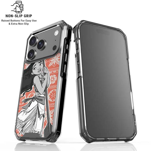 Disney Princess Moana Character Tropical Print Art iPhone 18 Pro Clear Case