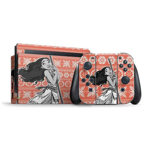 Disney Princess Moana Character Tropical Print Art Nintendo Skins