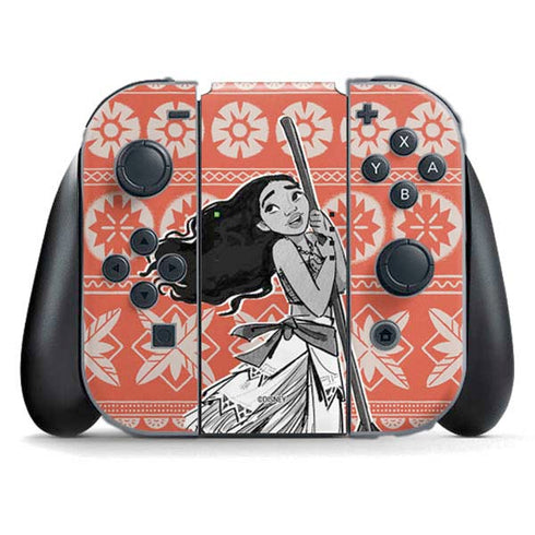 Disney Princess Moana Character Tropical Print Art Nintendo Skins