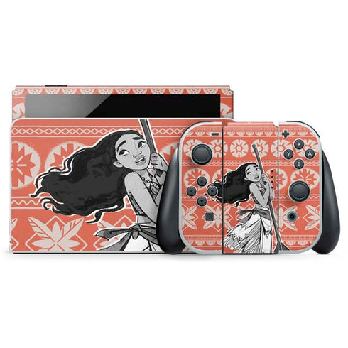 Disney Princess Moana Character Tropical Print Art Nintendo Skins