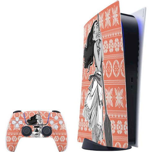 Disney Princess Moana Character Tropical Print Art PlayStation PS5 Skins