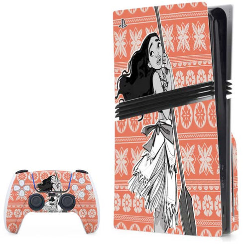 Disney Princess Moana Character Tropical Print Art PS5 Pro Disk Bundle Skin