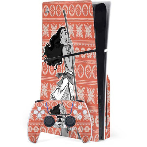 Disney Princess Moana Character Tropical Print Art PlayStation PS5 Skins