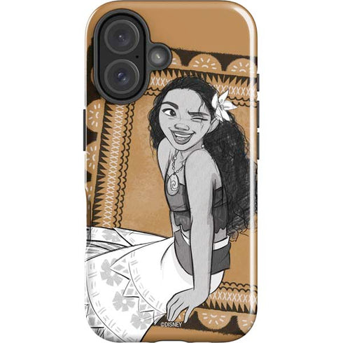 Disney Princess Moana Winking Art iPhone 16 Impact Case