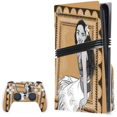 Disney Princess Moana Winking Art PS5 Pro Disk Bundle Skin