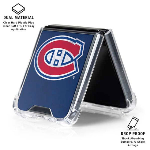 NHL Montreal Canadiens Distressed Galaxy Z Flip6 Clear Case