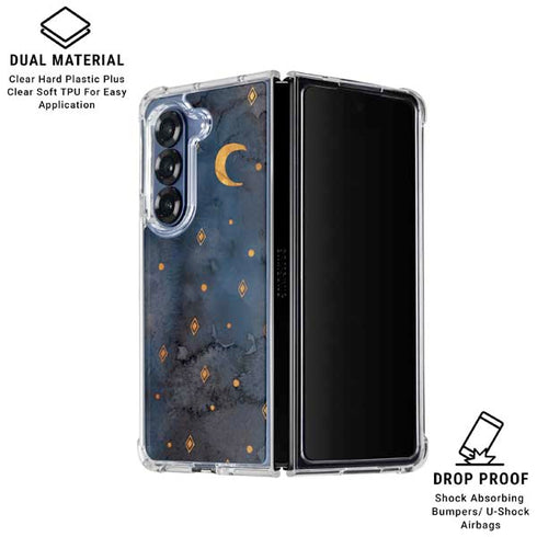 Moon and Stars Galaxy Z Fold7 Clear Case