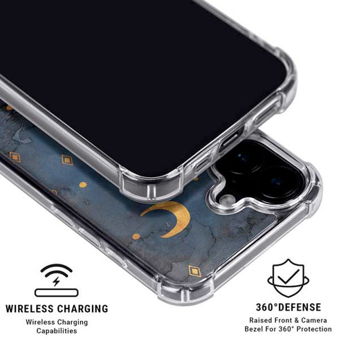 Moon and Stars iPhone 16 Plus Clear Case