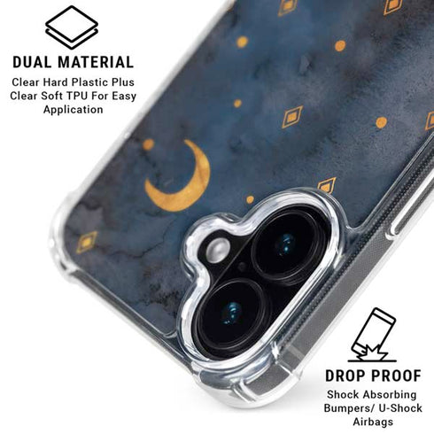 Moon and Stars iPhone 16 Plus Clear Case