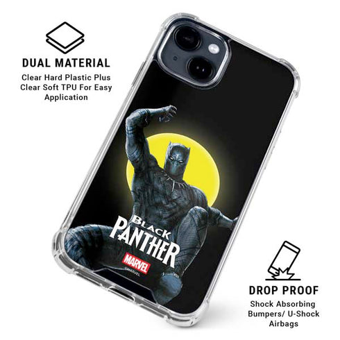 Marvel Black Panther Moon light iPhone 15 Plus Clear Case