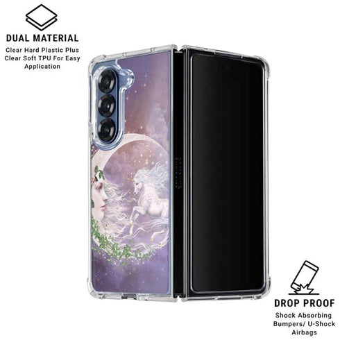 Moon Unicorn by Laurie Prindle Galaxy Z Fold6 Clear Case