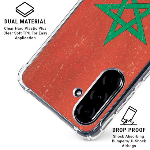 Morocco Flag Distressed Galaxy A36 5G Clear Case