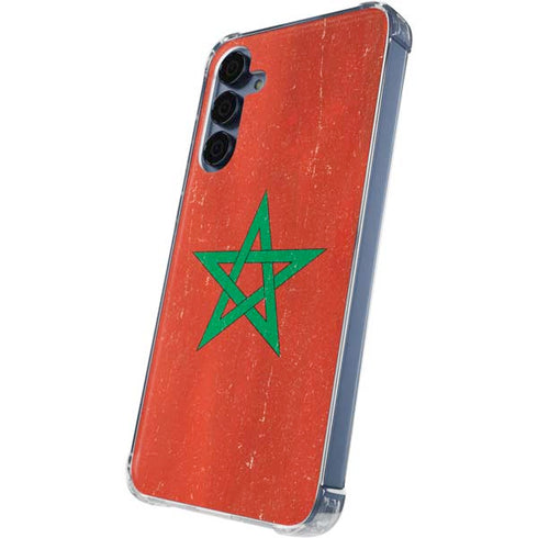 Morocco Flag Distressed Galaxy A55 5G Clear Case