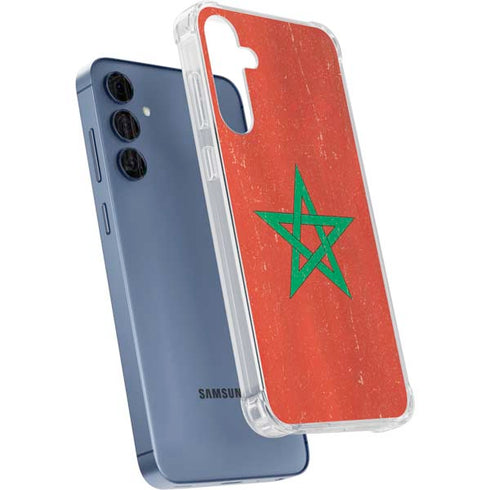 Morocco Flag Distressed Galaxy A55 5G Clear Case