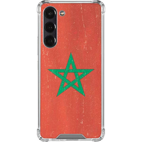 Morocco Flag Distressed Galaxy S24 FE Clear Case