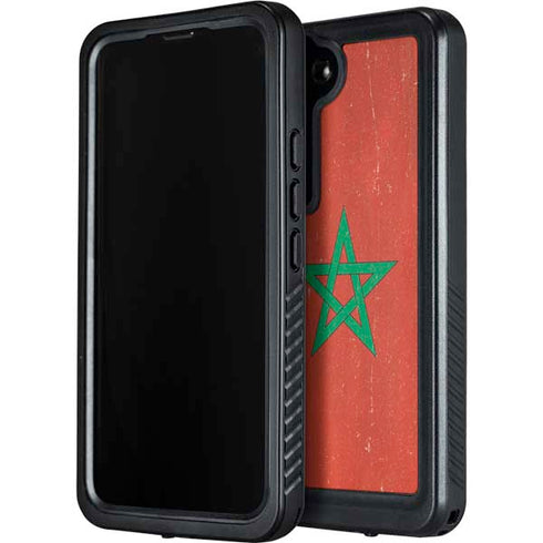 Morocco Flag Distressed Galaxy S24 Plus Waterproof Case