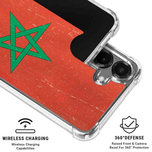 Morocco Flag Distressed Galaxy S26 Plus Clear Case