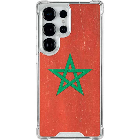 Morocco Flag Distressed Galaxy S26 Ultra Clear Case