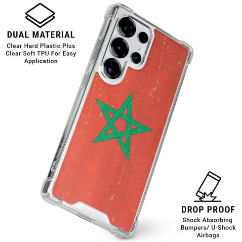 Morocco Flag Distressed Galaxy S26 Ultra Clear Case