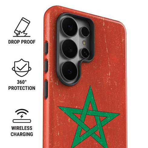 Morocco Flag Distressed Galaxy S26 Ultra Impact Case
