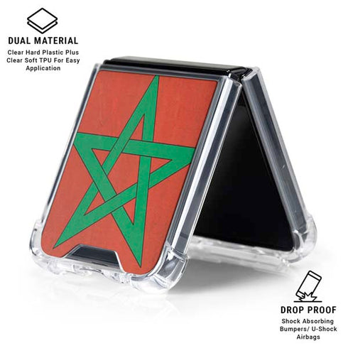 Morocco Flag Distressed Galaxy Z Flip6 Clear Case
