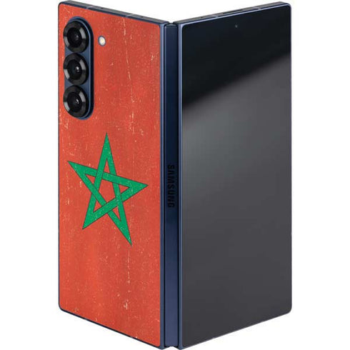 Morocco Flag Distressed Galaxy Z Fold6 Skin