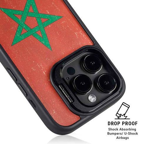 Morocco Flag Distressed iPhone 13 Pro Max Kickstand Case