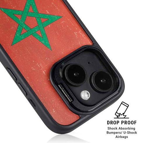 Morocco Flag Distressed iPhone 15 Kickstand Case