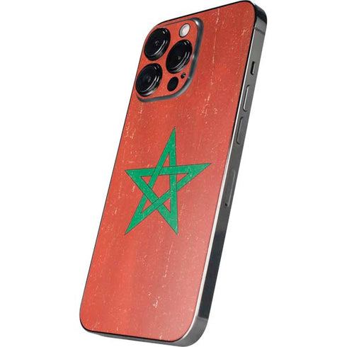 Morocco Flag Distressed iPhone 15 Pro Max Skin