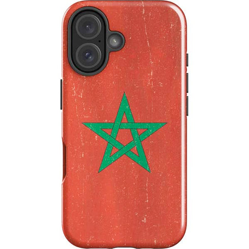 Morocco Flag Distressed iPhone 16 Impact Case