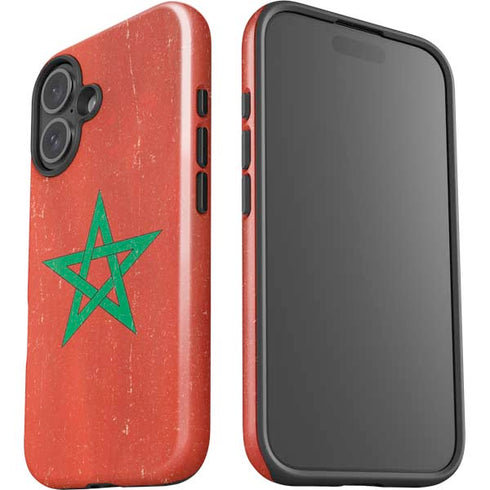 Morocco Flag Distressed iPhone 16 Impact Case