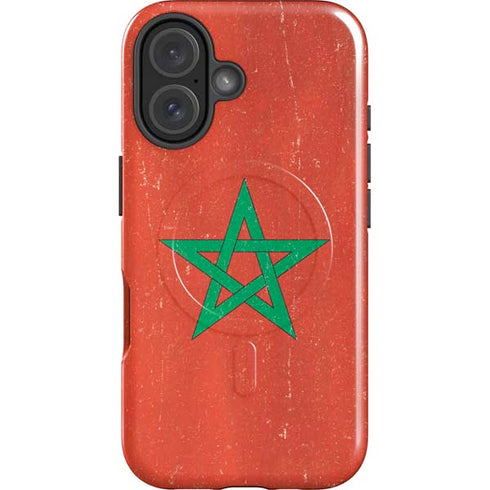 Morocco Flag Distressed iPhone 16 Magsafe Impact Case